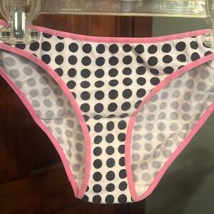 Victoria’s Secret PINK bikini undies black white polka dot pink trim size Small